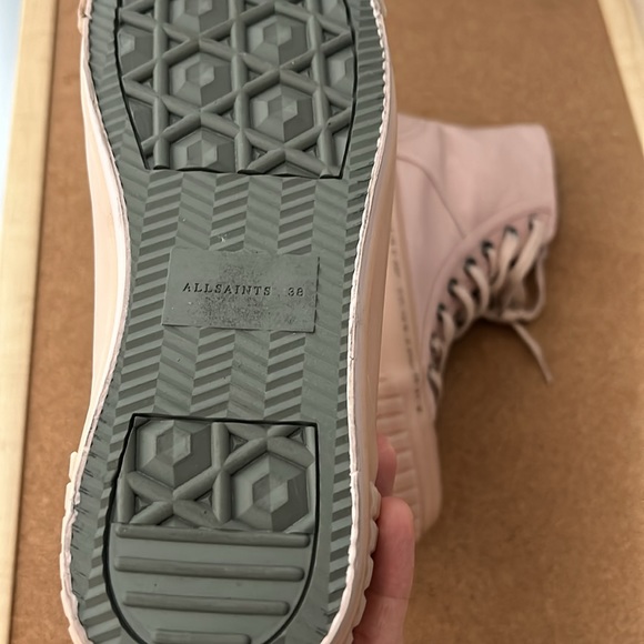 AllSaints Canvas High Top Sneakers Light Pink size 38 US 7 - Picture 15 of 16